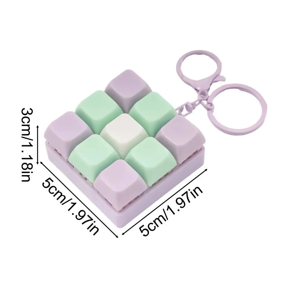 9-Key Mechanical Keyboard Fidget Clicker Keychain Toy