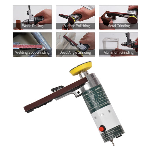 Electric Belt Sander Mini Belt Sander Electric Grinder Small Grinding Machine Hand-held Electric Belt Sander with Sanding Belts Peaceful Pleasures Health and Wellness