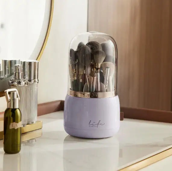 Light Luxury Style Makeup Brush Storage Bucket Dust-Proof Cosmetics Storage Box for Lipstick Eyebrow Pencil Jewelry Display Peaceful Pleasures Health and Wellness PURPLE