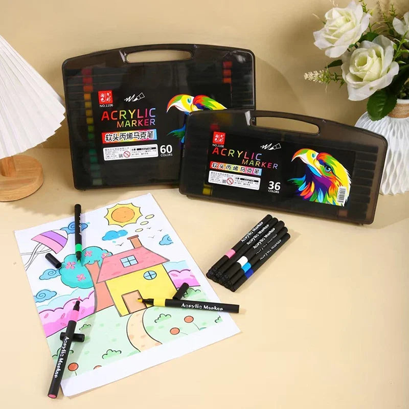 Acrylic Marker Pens 12–80 Colors | Waterproof Opaque Art Set