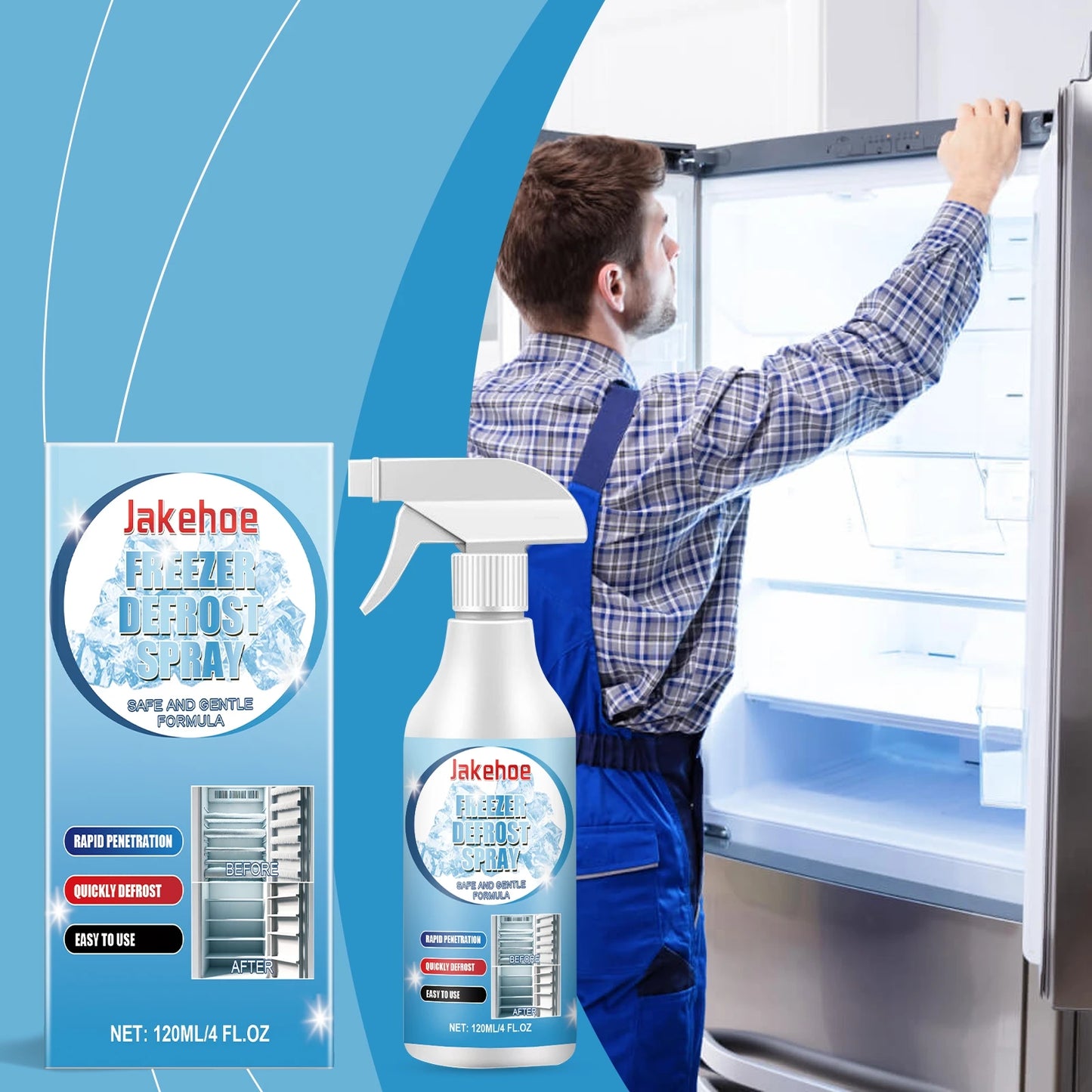 Jakehoe Freezer Defrost Spray – Fast Ice Removal 120ml