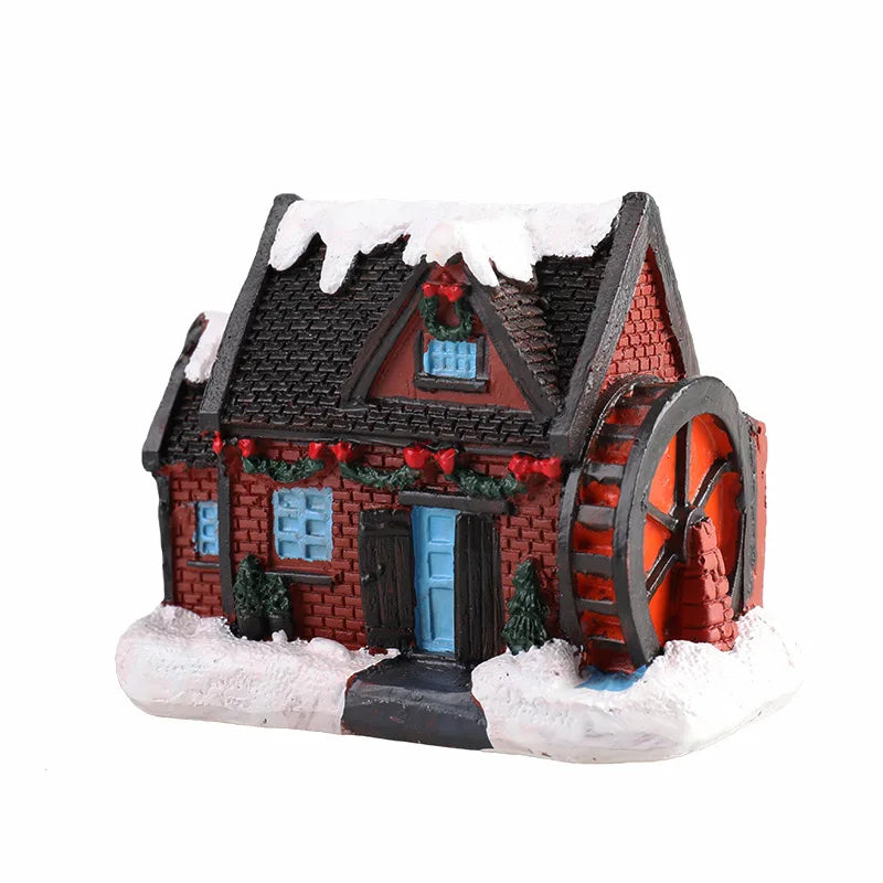 8 Styles Resin Christmas House Ornament Micro Landscape LED Light Xmas Village Decorative Party Home Decoration DC05 Peaceful Pleasures Health and Wellness E
