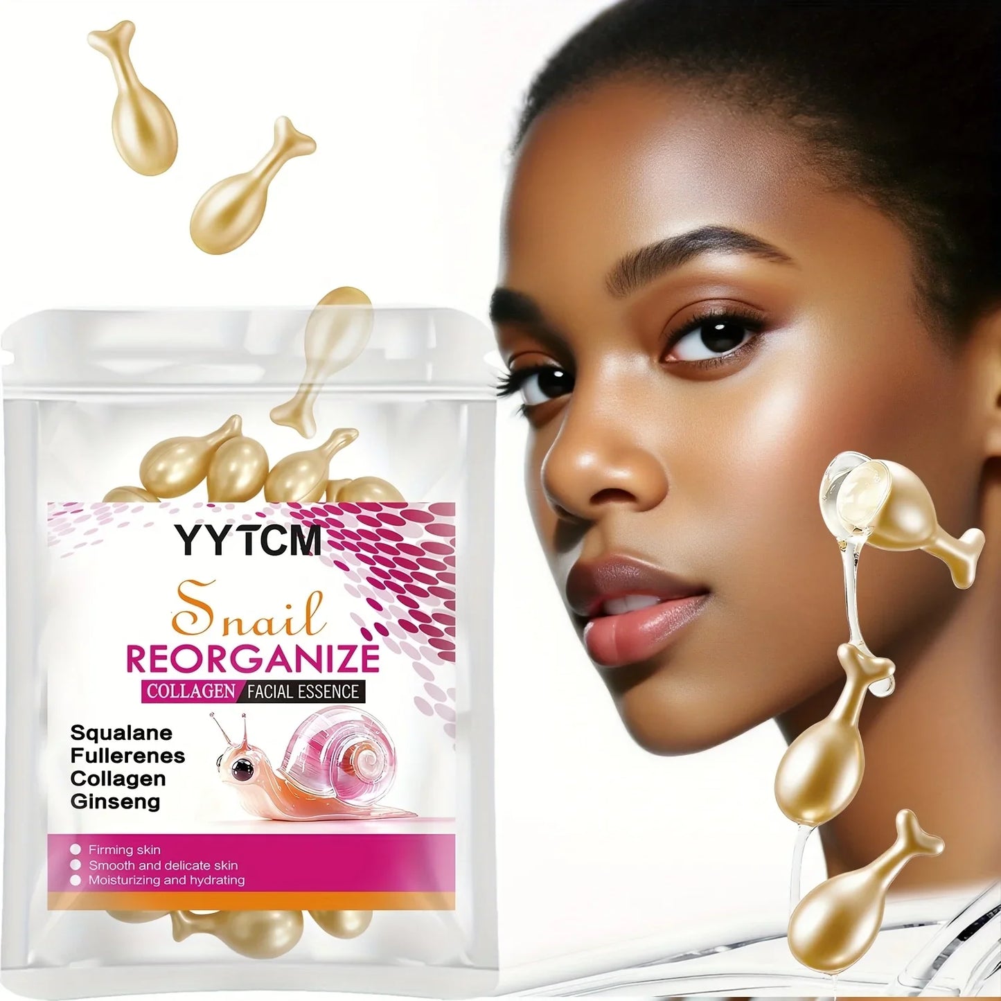 Snail Collagen Essence Capsules – Squalane & Ginseng | 30ct