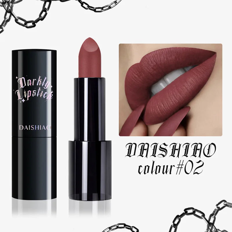 Halloween Matte Lipstick – Waterproof Black & Dark Purple