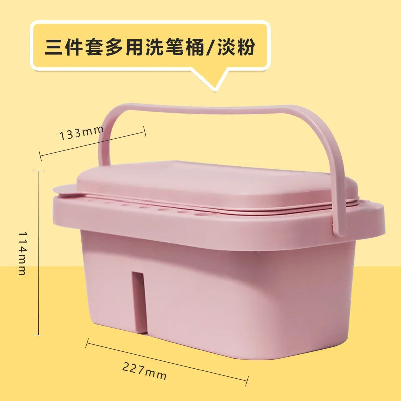 Multi-Use Paint Brush Basin with Holder, Palette & Lid