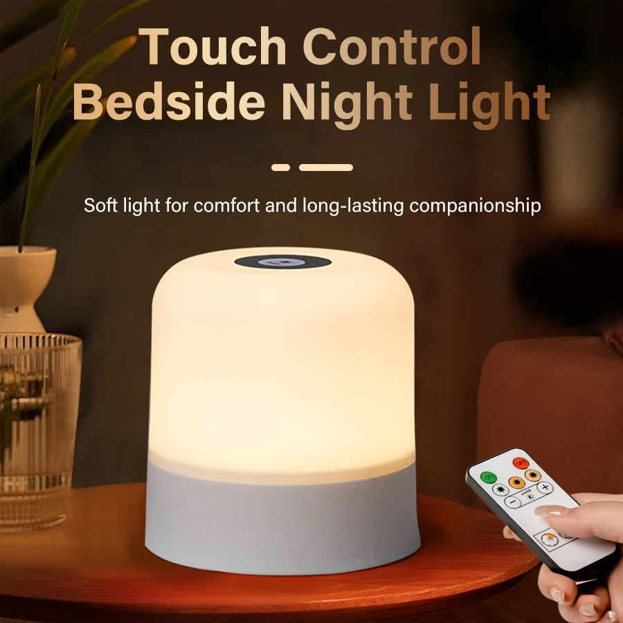 RGB LED Table Lamp Dimmable Bedside Lamp For Bedroom Tricolor 16Color Change Touch Night Light Rechargeable Portable Night Lamp Peaceful Pleasures Health and Wellness
