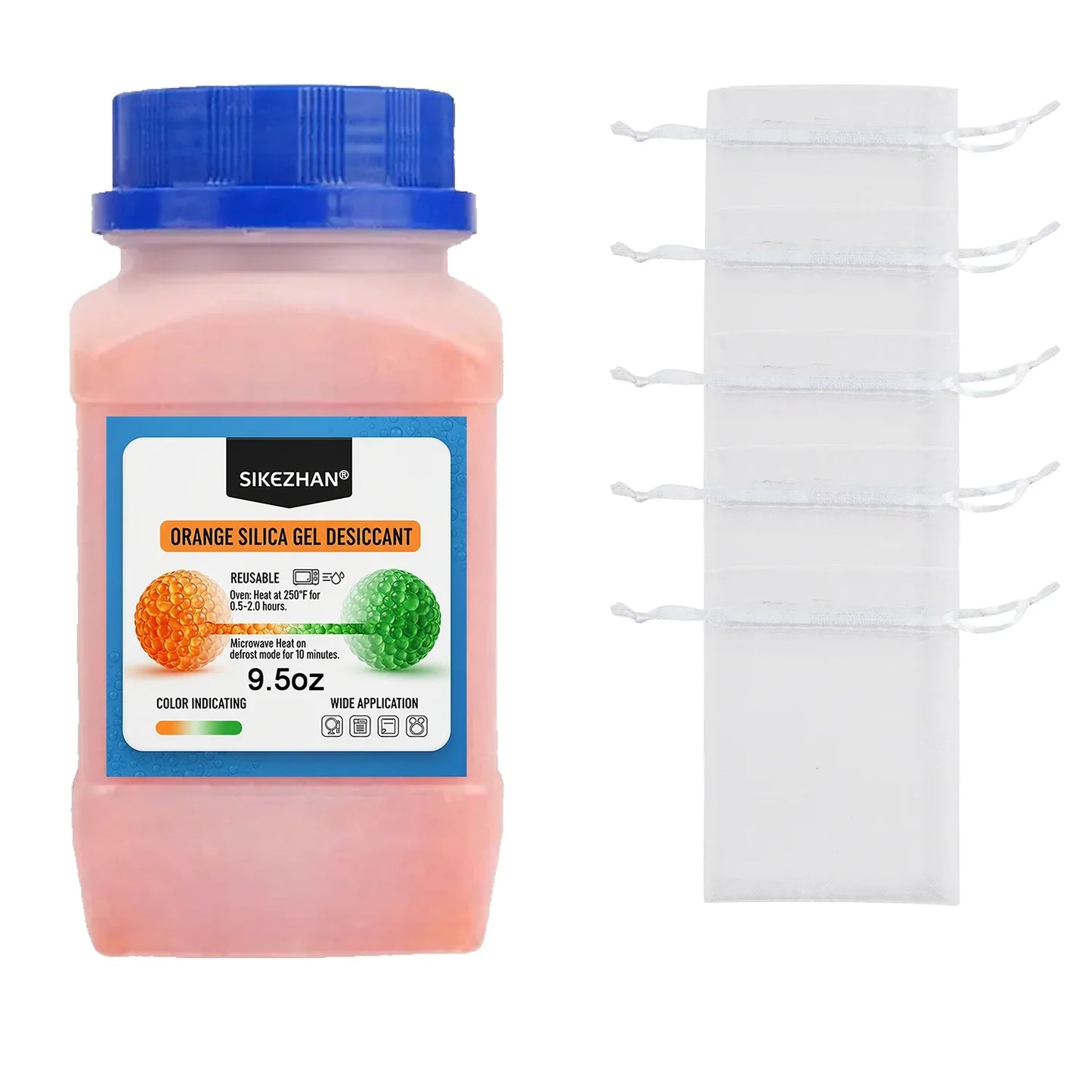 Orange Silica Gel Desiccant Beads 3–5mm | Reusable Moisture Absorber