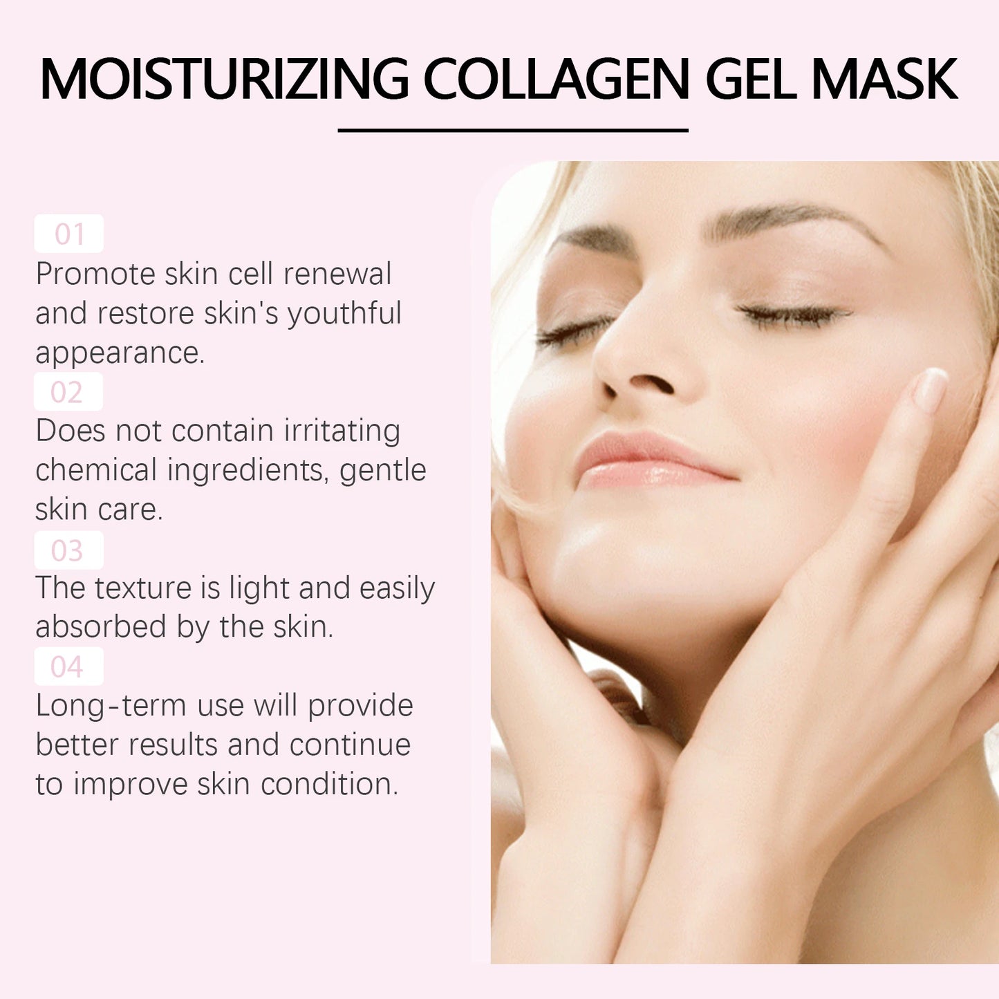 Hydrolyzed Collagen Sheet Mask Reduce Fine Lines Increase Skin Elasticity Firming Nourishing Shrink Pores Sodium DNA Facial Mask Peaceful Pleasures Health and Wellness