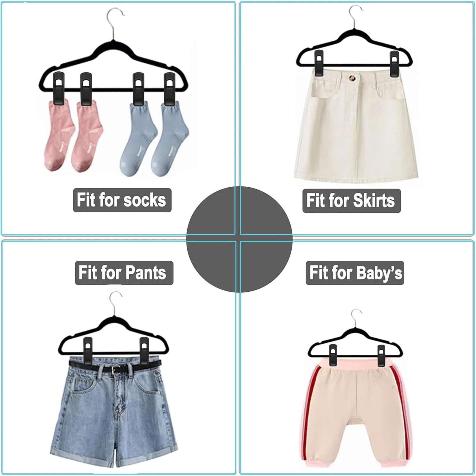 20pcs Portable Hanger Clips Non-Slip Clips Pant Skirt Hanger Clips for Home Storage Oganization Peaceful Pleasures Health and Wellness