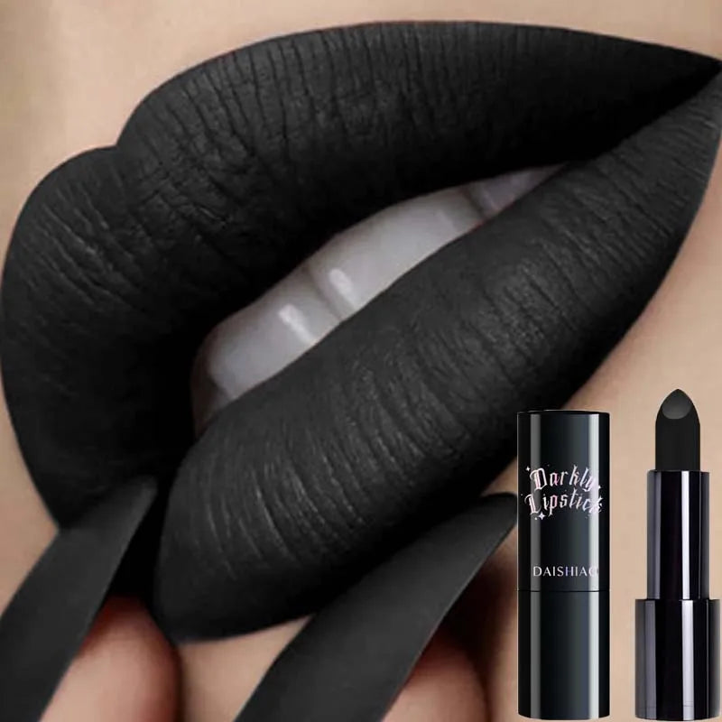 Halloween Matte Lipstick – Waterproof Black & Dark Purple