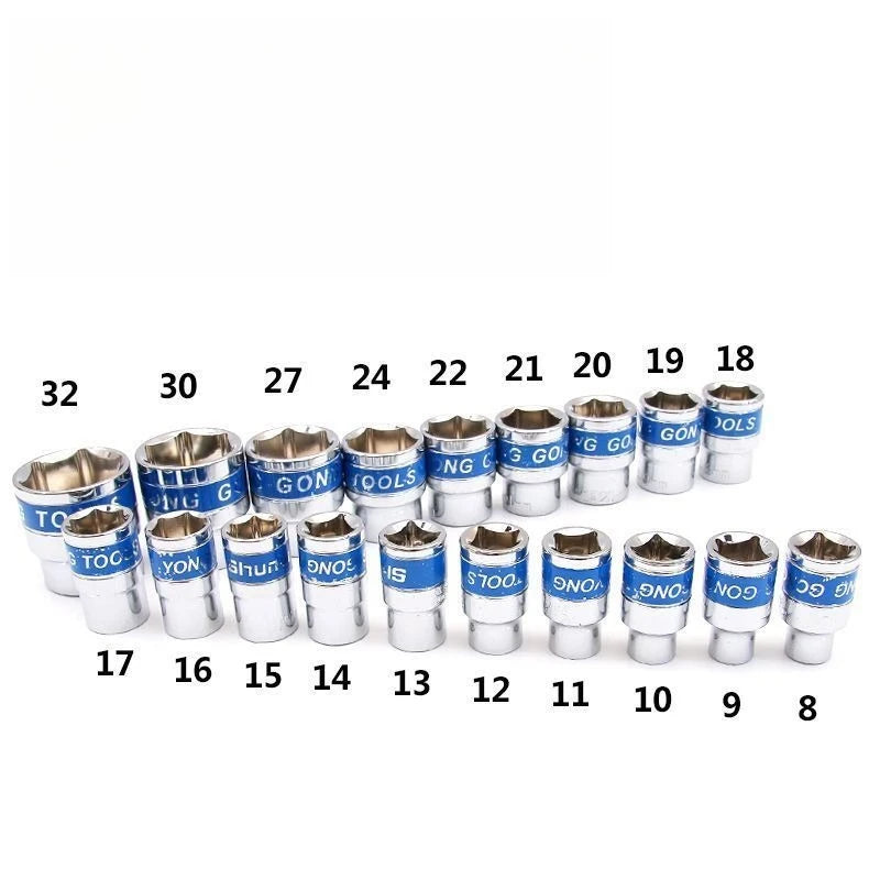 1/2Inch Blue Drive Short Hex Sockets for Nut Removal 8-32mm Socket Spanner, CR-V Steel Socket Set For 1/2 Socket Set Peaceful Pleasures Health and Wellness