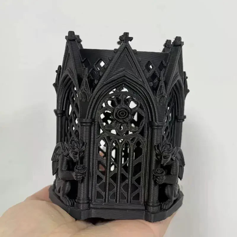 Dark Gothic Pen Holder – Black Ornamental Desk Organizer