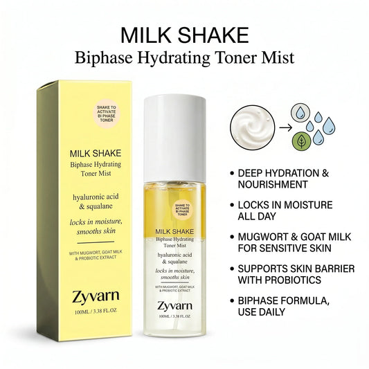 Zyvarn Biphase Hydrating Toner Spray – Hyaluronic Acid & Squalane Biphase Toner Spray Oasis Select