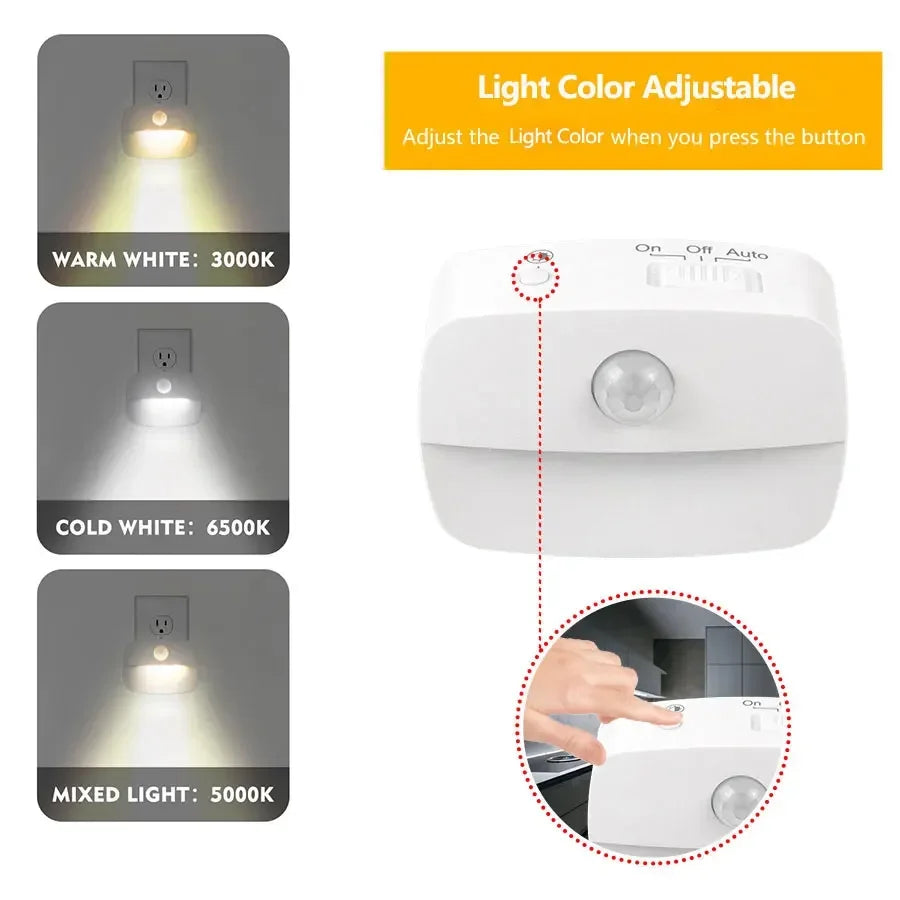 Motion Sensor LED Under Cabinet Light US/EU Plug LED Night Lamp for Kitchen Bedroom Hallway Stairs Cupboard Closet 3 Colors Peaceful Pleasures Health and Wellness