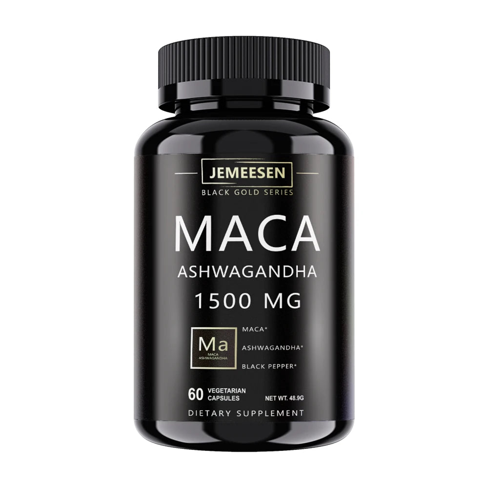 JEMEESEN - Male Enhancing Supplement - 500 mg Ashwagandha 1000 mg Maca Root - Stamina & Energy, Men's Overall Quality Peaceful Pleasures Health and Wellness 1 bottle