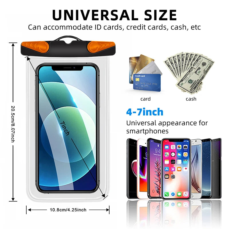 IPX8 waterproof bag phone armbands and pouches waterproof mobile case diving phone case underwater Smartphone pouch for swimming Peaceful Pleasures Health and Wellness
