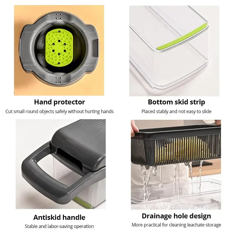 14pcs Multifunctional Vegetable Chopper Onion Chopper Handle Food Grate Food Chopper Kitchen Vegetable Slicer Dicer Cut Peaceful Pleasures Health and Wellness
