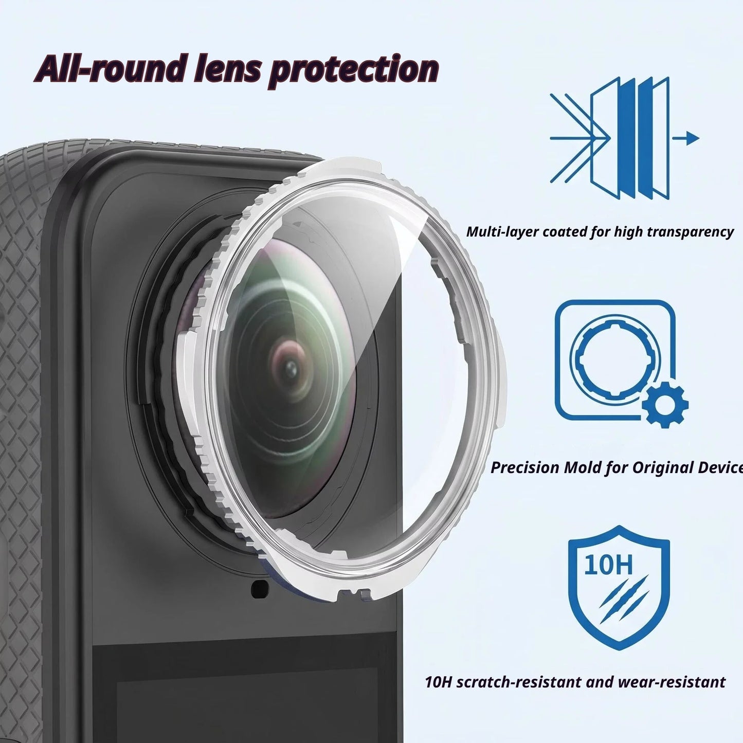 Rotating Glass Lens Protector Caps for Insta360 X5 / X4