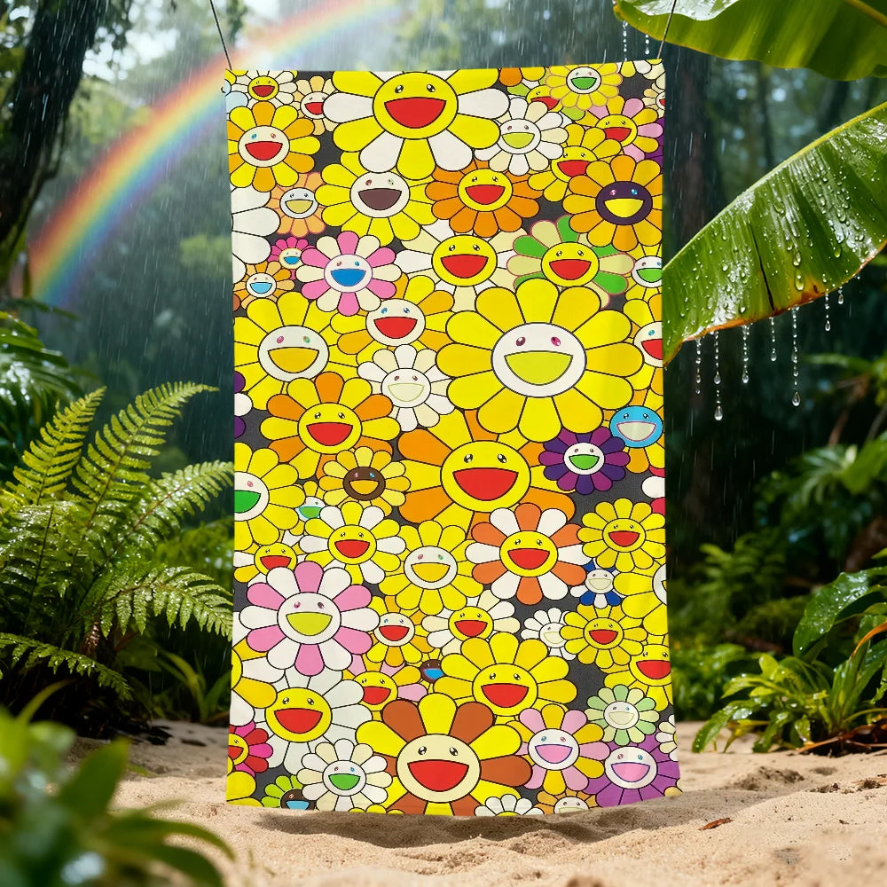 Murakami Art Quick-Dry Beach Towel | Soft Pool & Travel Towel Quick-Dry Beach Towel Peaceful Pleasures Health and Wellness