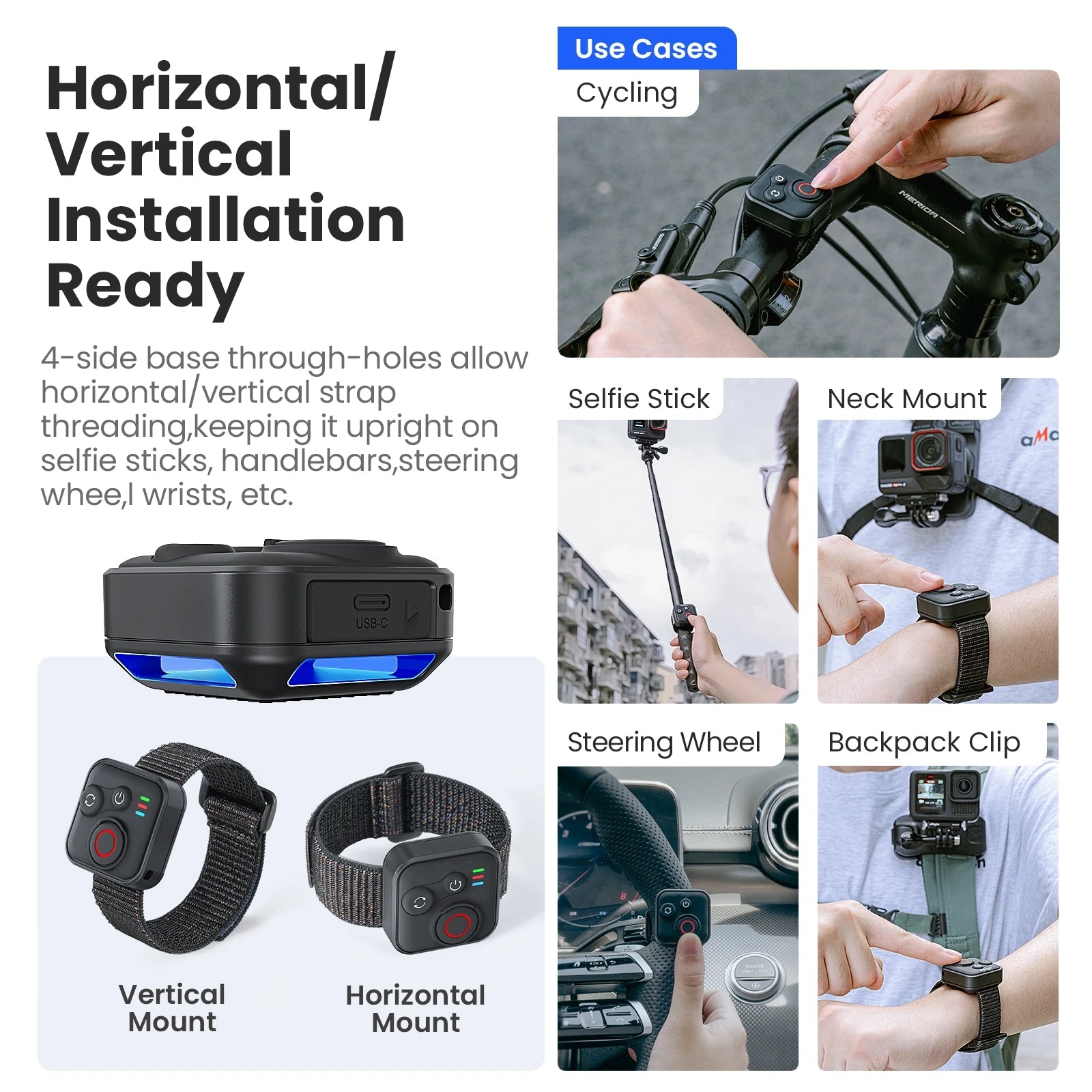 For lnsta 360 X5 X4 X3 ACE PRO2 GO 3S Sports Camera BT Remote Control 50 Meters Remote Control Distance Waterproof Design Peaceful Pleasures Health and Wellness