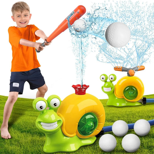 2-in-1 Snail Water Sprinkler Baseball Toy | 360° Rotating Kids Water Sprinkler Toy Peaceful Pleasures Health and Wellness