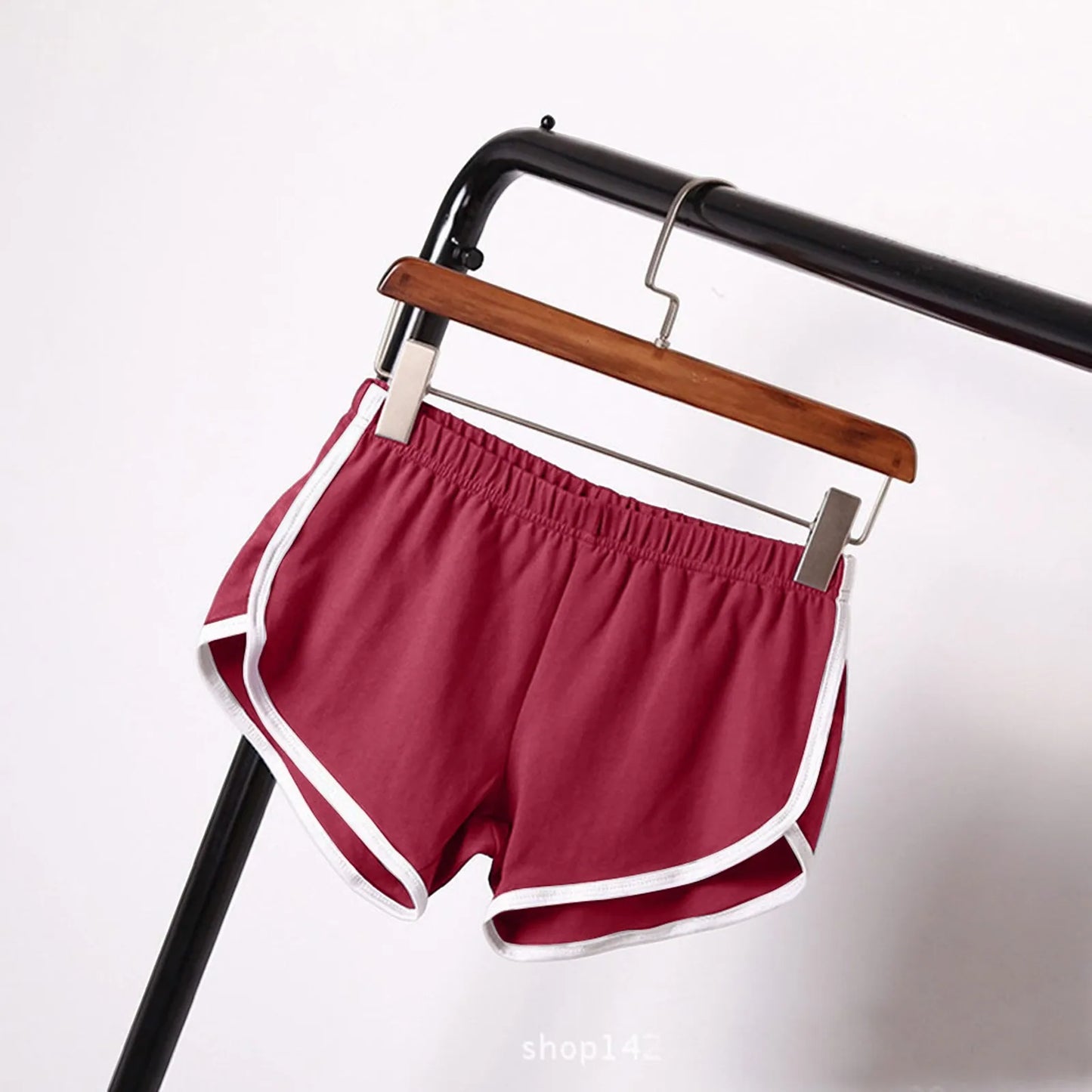 Sports Shorts Women Summer New Candy Color Anti Emptied Skinny Shorts Casual Lady Elastic Waist Beach Correndo Short Pants Peaceful Pleasures Health and Wellness Wine L