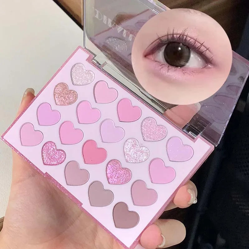 DIKALU 20-Color Heart Eyeshadow Palette – Glitter & Shimmer
