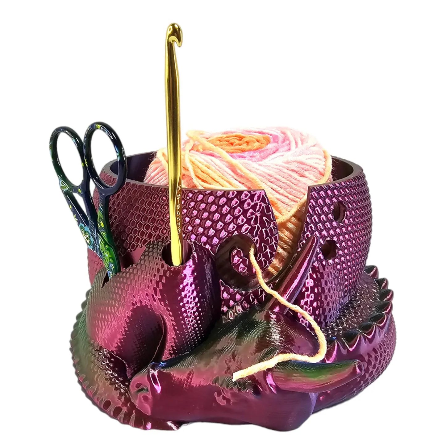 3D Printed Yarn Organizer Bowl Creative Knitting Bowl Dragon and Egg Yarn Storage Organizer Crochet Yarn Holder Yarn Organizer Peaceful Pleasures Health and Wellness Wine One Size