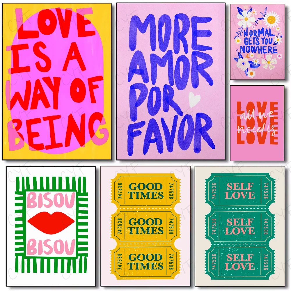 Minimalist Love Quotes Wall Poster – Waterproof PVC Art Sticker Wall Art Poster Peaceful Pleasures Health and Wellness