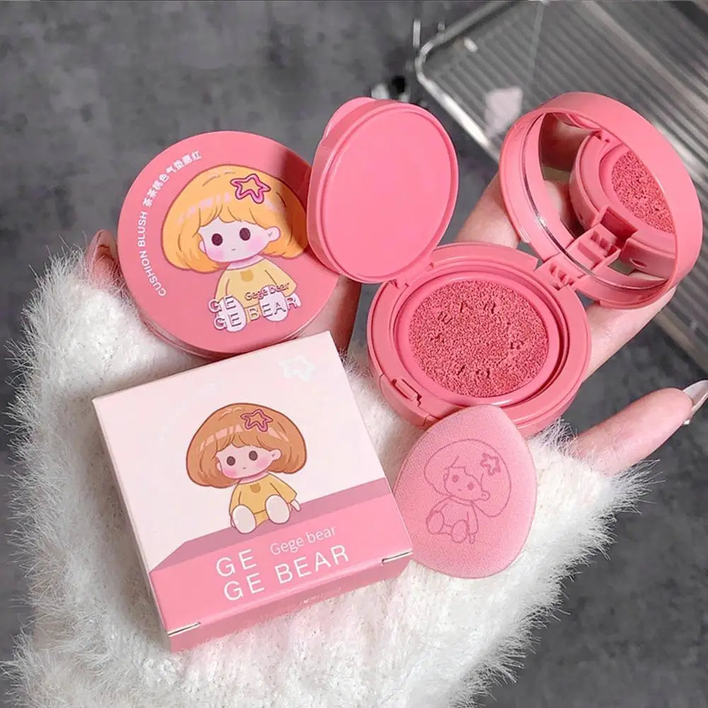 Peach Cushion Blush Natural Pure Pink Orange Hydrating Matte Blush Lasting Moisturizing Face Rouge Disc With Air Cushion Mirror Peaceful Pleasures Health and Wellness
