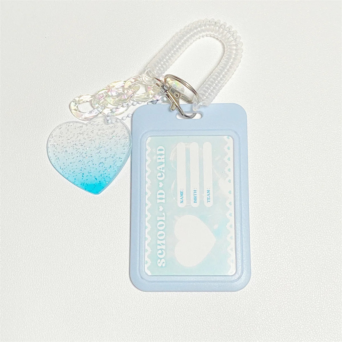 High-looking Glitter Powder Love Cloud Gradient Gu Card Keychain Bus