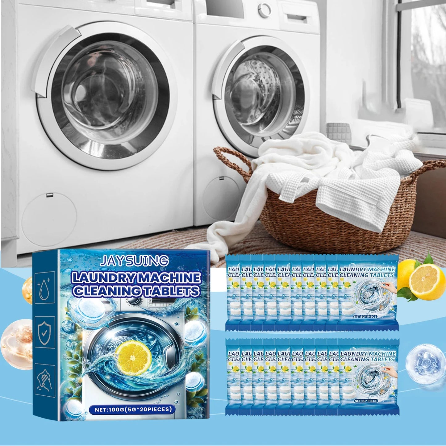 Jaysuing Washing Machine Cleaner Effervescent Tablets 100g