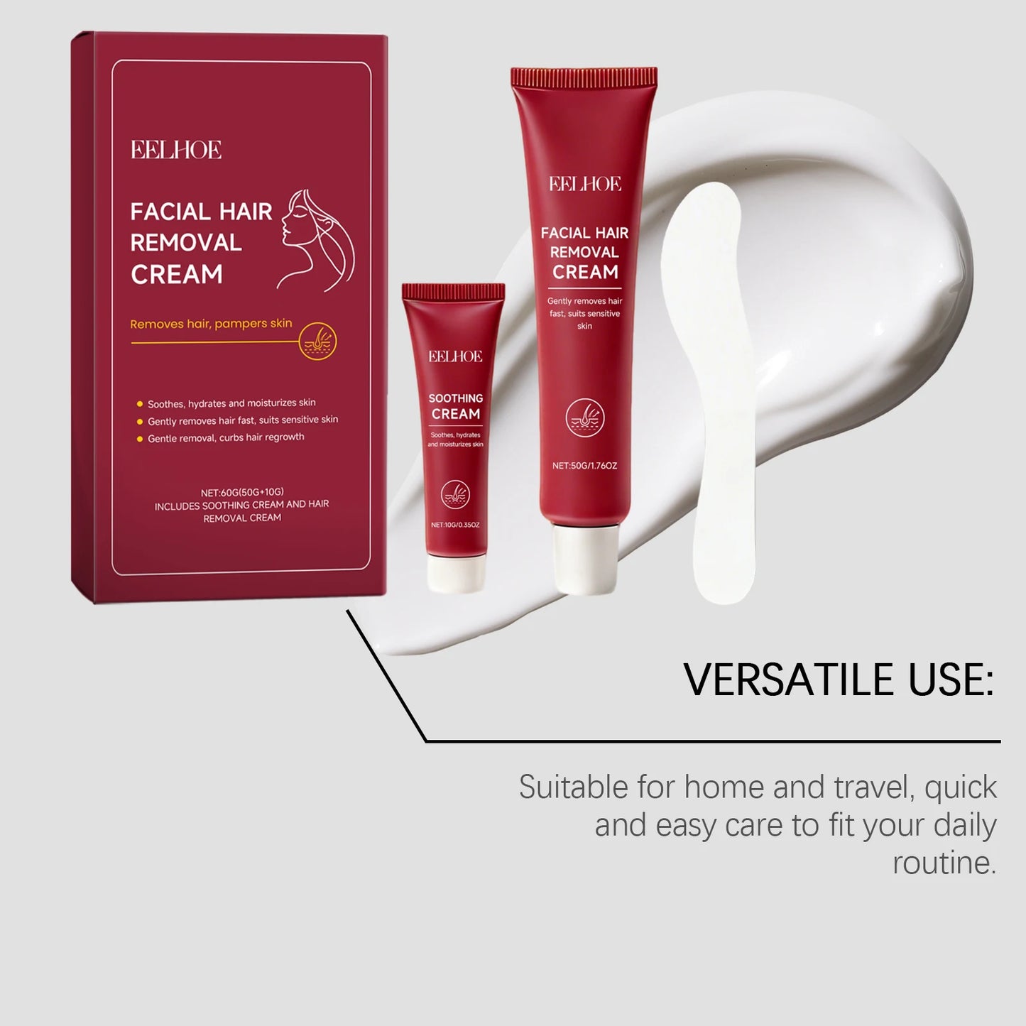 Eelhoe Facial Hair Removal Cream – Painless Gentle Depilatory
