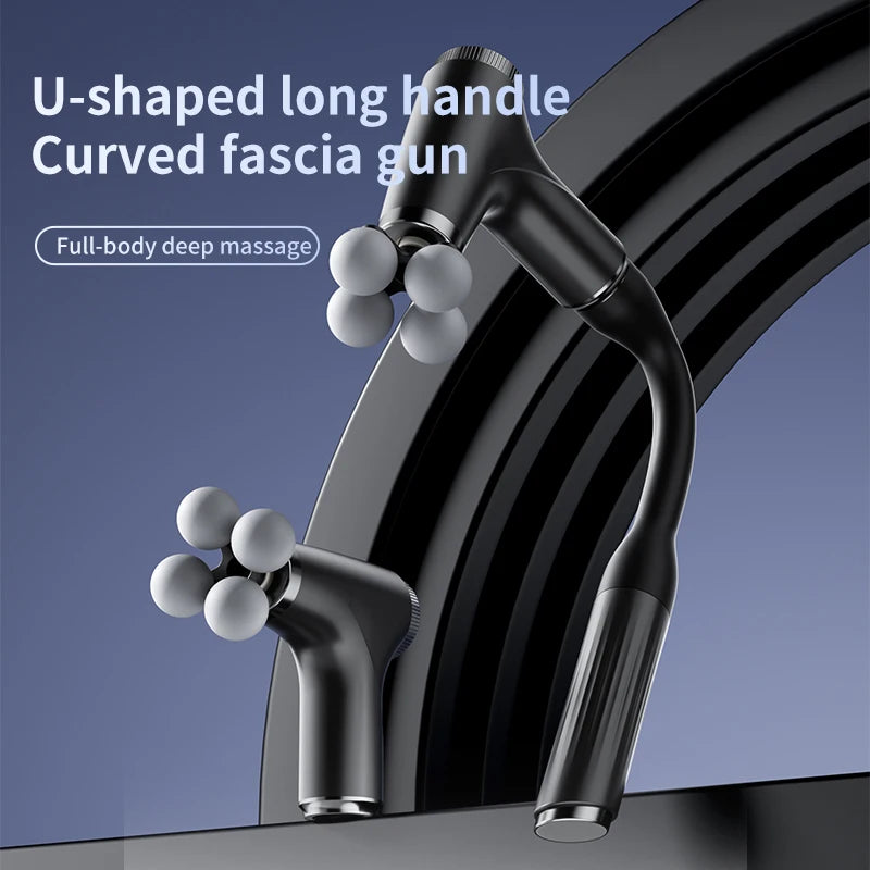 U-Shaped Long Handle Massage Gun, Ergonomic Deep Tissue Percussion for Back/Neck/Waist, 4 Heads & Adjustable Speed Peaceful Pleasures Health and Wellness