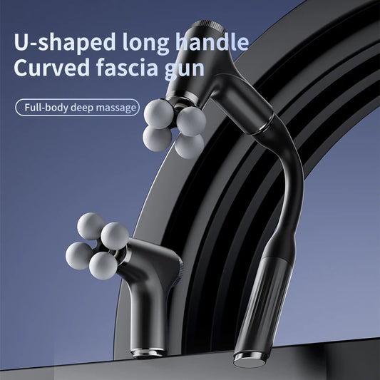 U-Shaped Long Handle Massage Gun, Ergonomic Deep Tissue Percussion for Back/Neck/Waist, 4 Heads & Adjustable Speed Peaceful Pleasures Health and Wellness