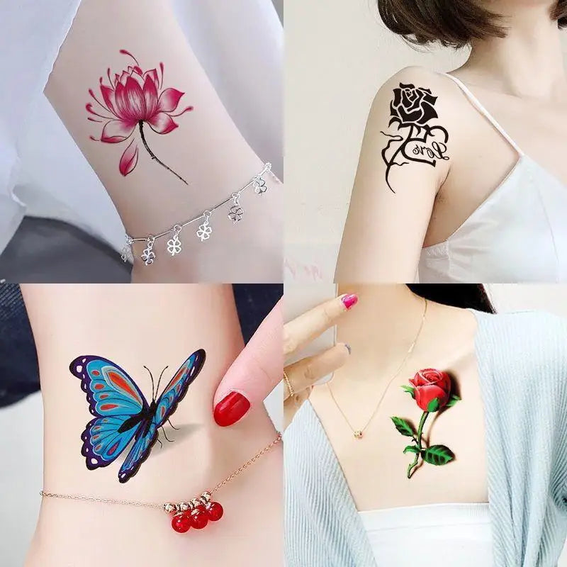 20 Sheets Waterproof Temporary Flower Butterfly Tattoo Stickers Women Fashion Art Sexy Removable Men Body Sticker Long-Lasting Peaceful Pleasures Health and Wellness ONESIZE