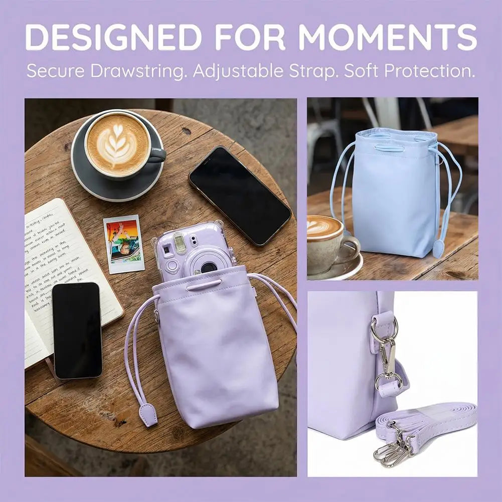 Instax Mini 13 PU Leather Drawstring Camera Bag & Case