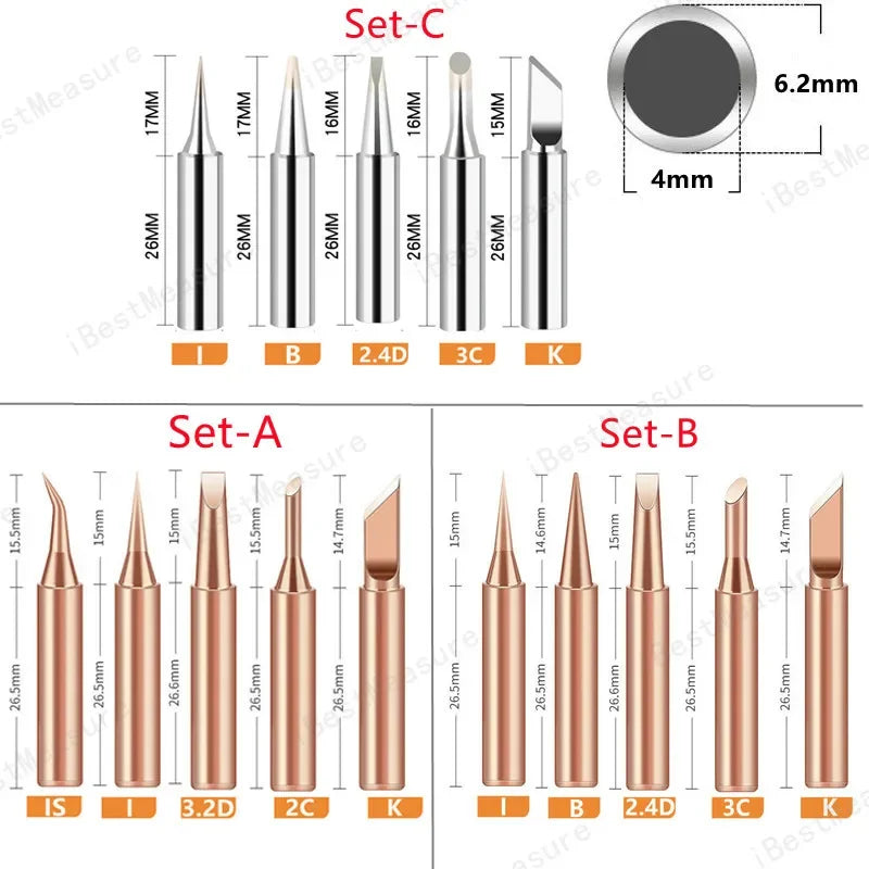 5pcs 900M-T Pure Copper Soldering Iron Tip Lead-free Solder Tips Welding Head BGA Soldering Tools Branding Iron Peaceful Pleasures Health and Wellness