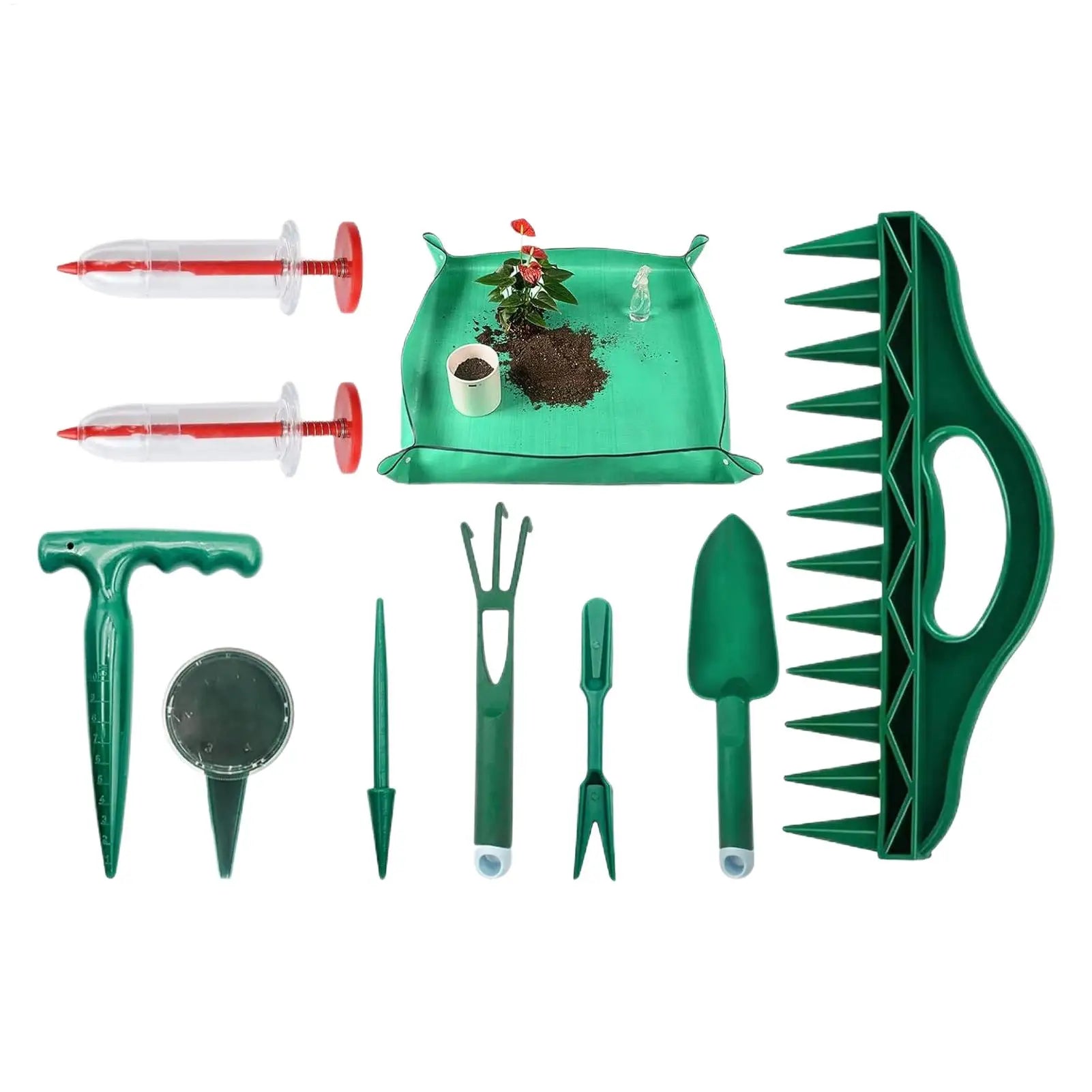 10pcs/set Garden Hand Tools Sowing Dispenser Set Plant Repotting Mat for Planting Seedling Vegetable Tomato Pepper Flower Lawn Peaceful Pleasures Health and Wellness