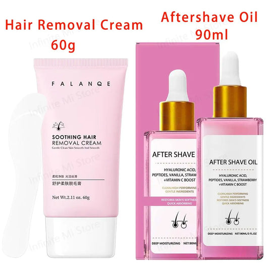90ml Strawberry Hair Removal Aftercare Oil Gently Soothes The Skin Moisturizing 60g Hair Removal Cream Skin Care Peaceful Pleasures Health and Wellness