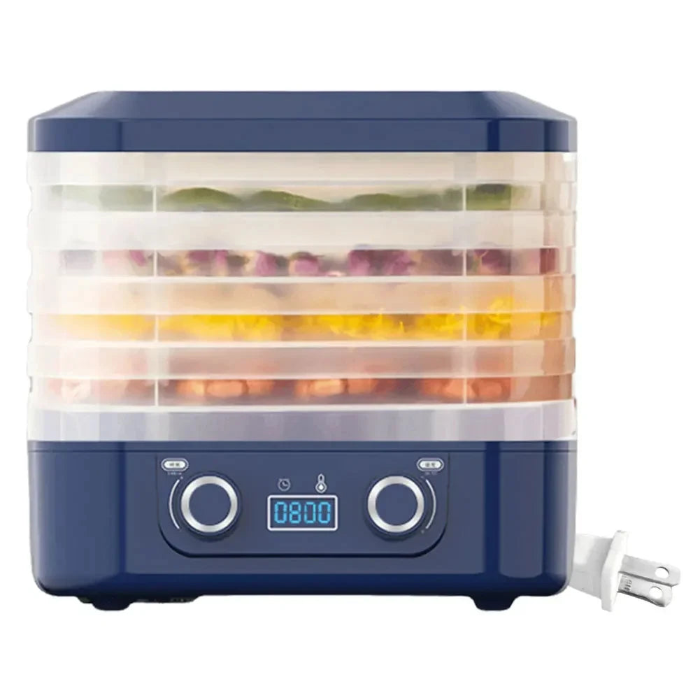48Hours Long Lasting Thermostatic Fruit Drying Device 5 Layers Food Dehydrator Snack Herb Desiccator Temperature Adjustable Peaceful Pleasures Health and Wellness Blue