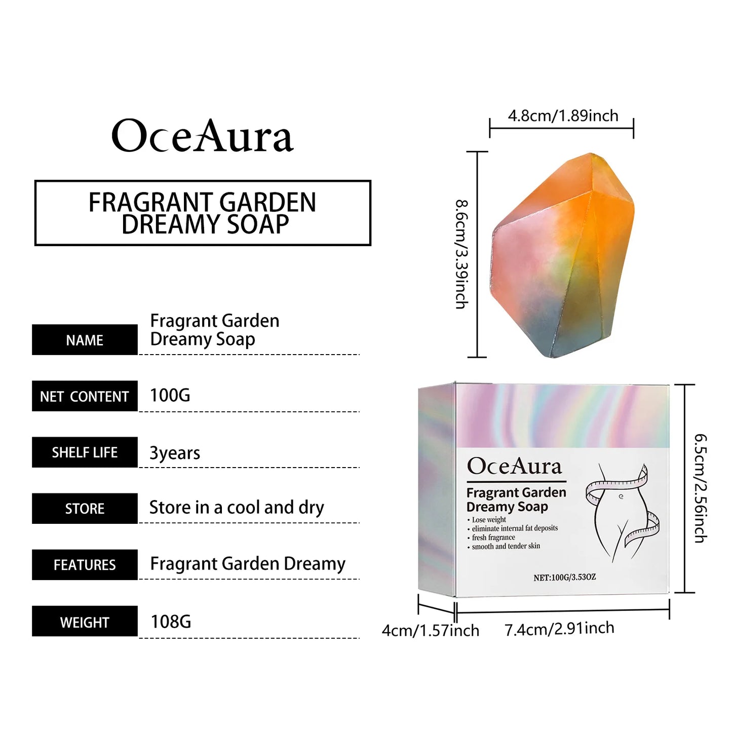 OceAura Rose & Ginger Handmade Bath Soap 100g – Deep Cleanse