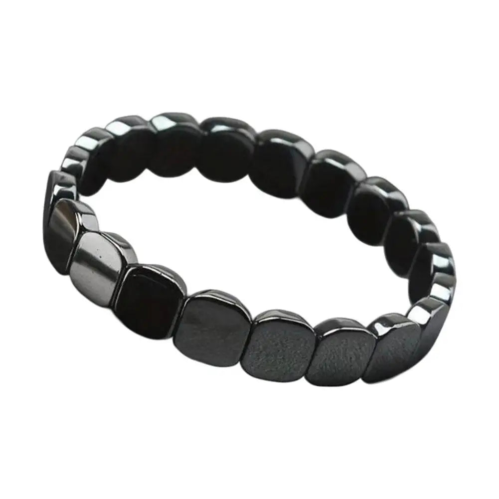 Men's Natural Hematite Stone Beaded Stretch Bracelet | Gift