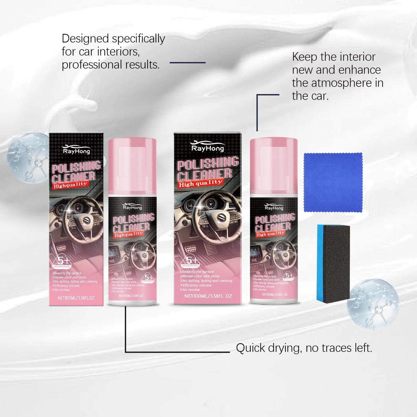 Rayhong 100ml Car Interior Polish & Leather Care Kit