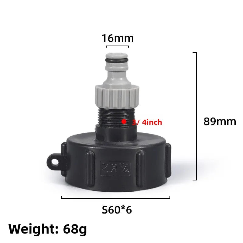 IBC Tank Adapter S60x6 to 1/2" & 3/4" Male Female Spout