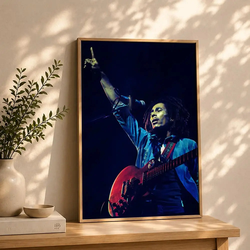 Bob Marley HD Self-Adhesive Waterproof Wall Poster | Home & Dorm Wall Art Poster Peaceful Pleasures Health and Wellness White15 50X70cmNoframe