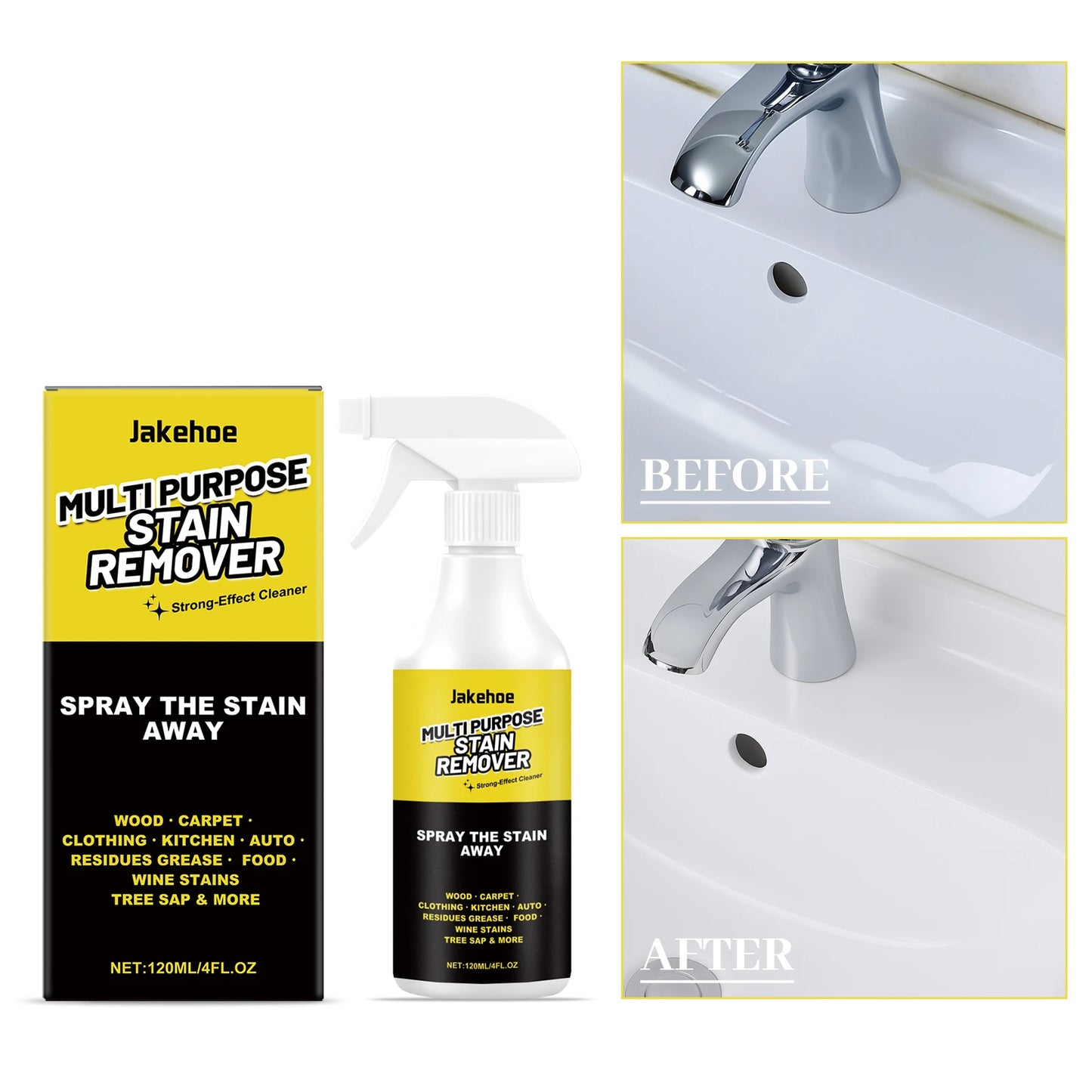 JAKEHOE 120ml Multipurpose Stain Remover Spray | Degreaser