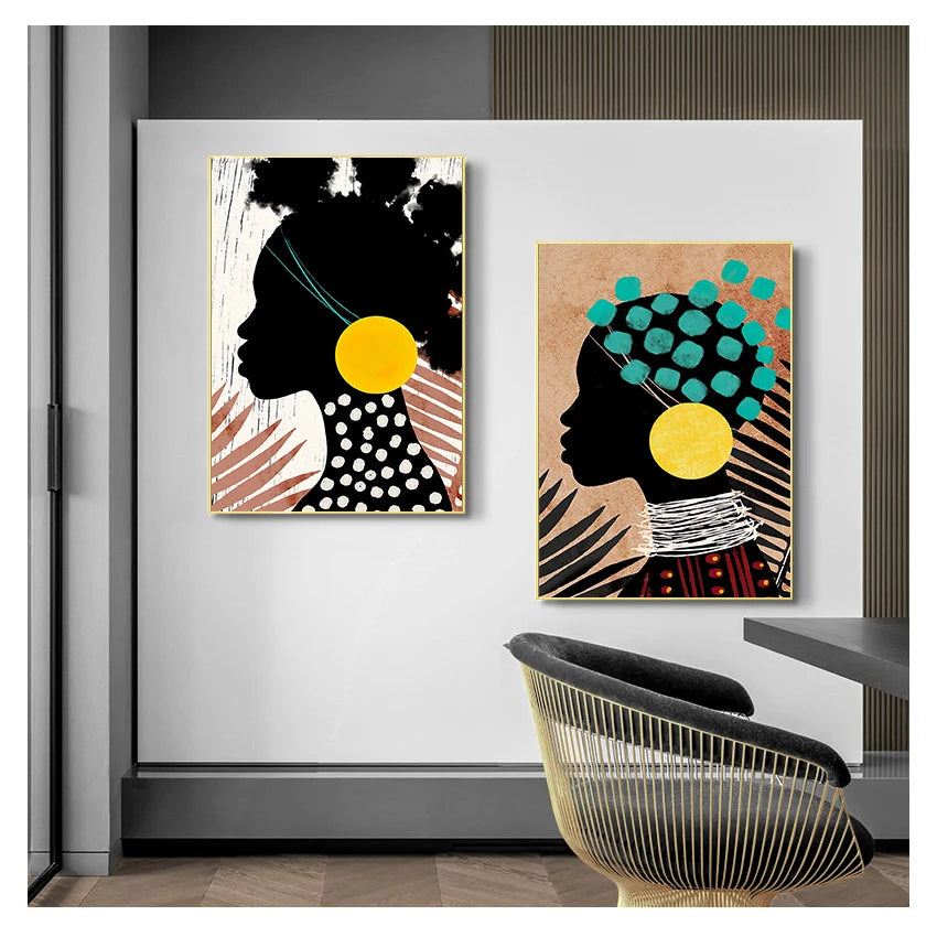 African Tribal Abstract Canvas Wall Art | Nordic Poster Print