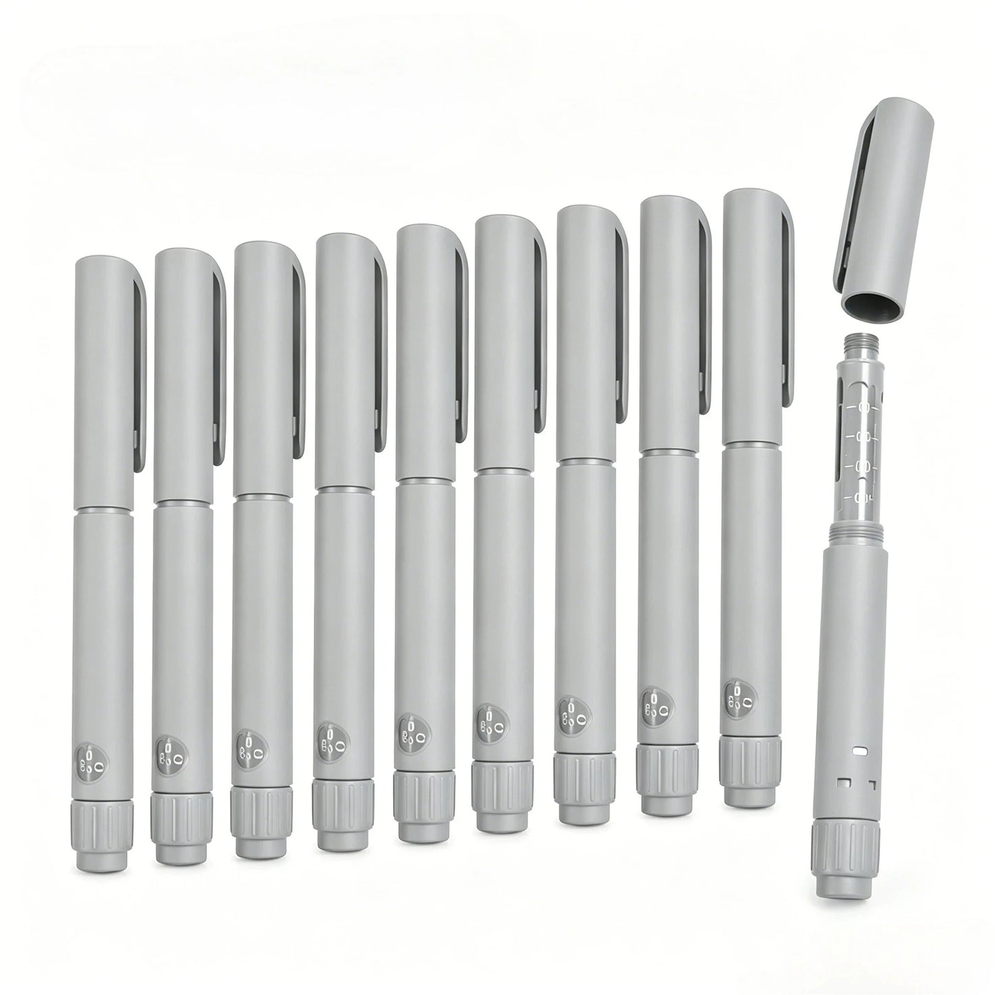 5/10PCS Rotary Push Disposable Sterile Insulin Injection Pens Adjustable Growth Hormone Dosage 60U Magic Beauty Injection Pen Peaceful Pleasures Health and Wellness 10 pens Gray White
