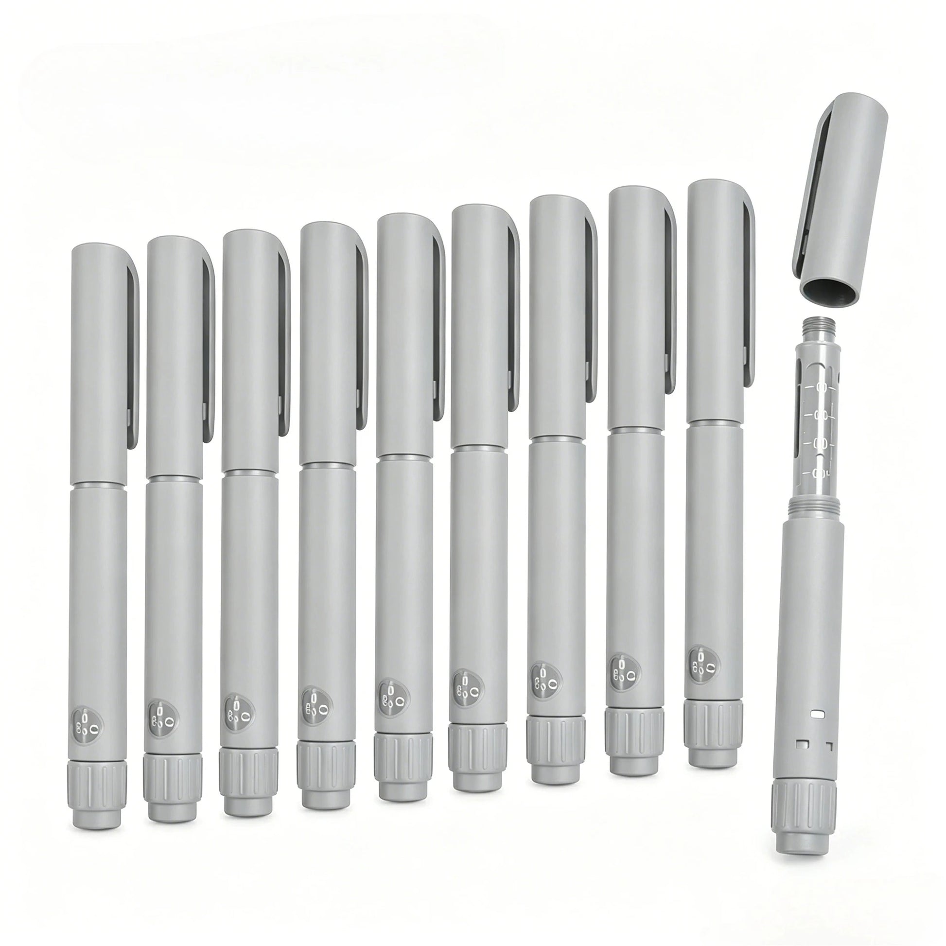 5/10PCS Rotary Push Disposable Sterile Insulin Injection Pens Adjustable Growth Hormone Dosage 60U Magic Beauty Injection Pen Peaceful Pleasures Health and Wellness 10 pens Gray White